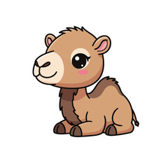 Fototapeta premium Charming Vector Graphic of a Baby Camel, a Lovable Desert Animal Character Ideal for Educational Resources and Playful Design Projects, Simple and Sweet Art