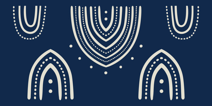 Abstract Tribal Geometric Pattern on Navy Background