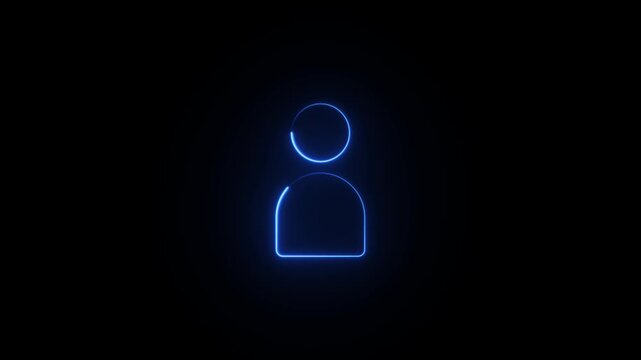Glowing neon line Human head with question mark icon blue icon