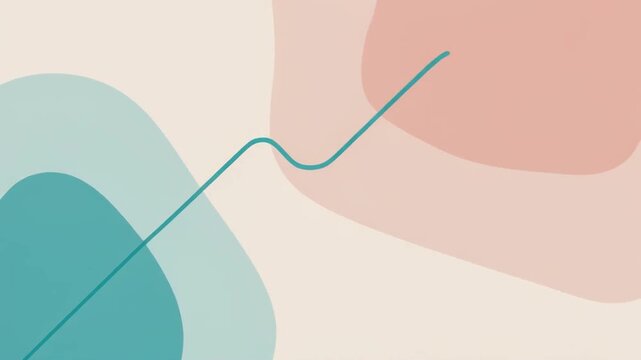 Abstract Organic Shapes Flowing Animation with Teal Line Graph