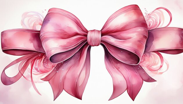 a delicate pink watercolor bow with flowing ribbons perfect for decorations or gifts showcasing a soft and elegant design