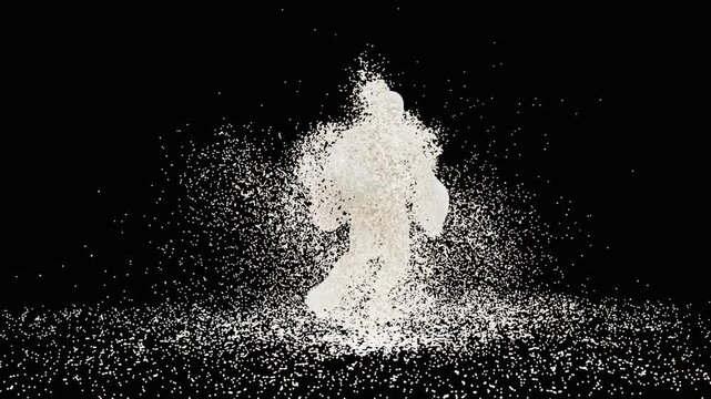 Character Milk splash in slow motion. 3D animation of white and brown liquid cream drops splash isolated on brown. Alpha matte included for compositing. 4K bright white and dark design element