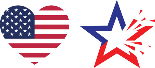 Obraz premium Patriotic flag day vector usa flag heart starburst design for celebrations