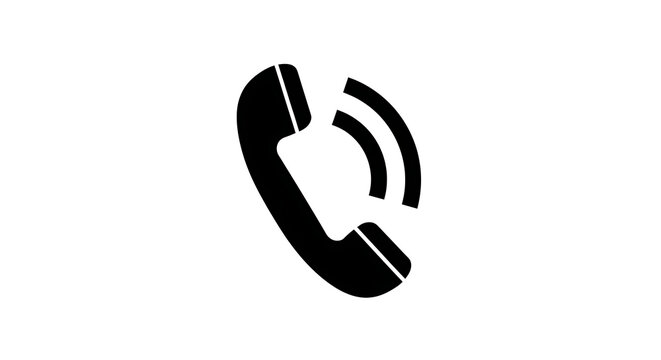 Minimalist black phone receiver icon with outgoing signal waves - modern communication and contact symbol graphic with call icon with contact us with simple icon with web icon with business call
