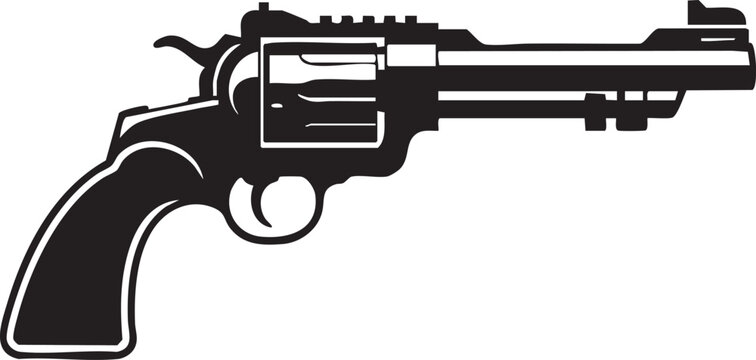 Magnum Revolver Silhouette Vector - Classic Tactical Handgun with Accessory Rail Illustration