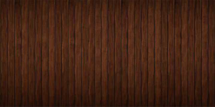 A natural brown wooden plank texture background showcases an old hardwood grain pattern on a dark timber board surface for organic floor or wall panel design