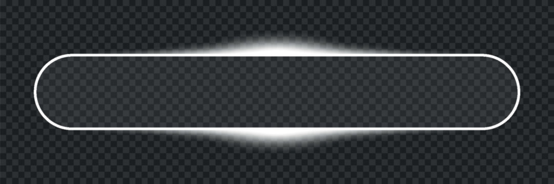 Glowing rectangular frame with a white fill isolated on a transparent background high-quality professional detailed modern elegant