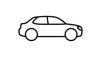 Fototapeta premium Car Icon Side View Minimal Line Vector