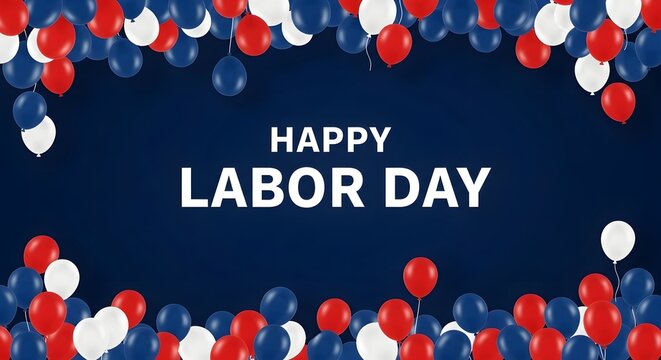 Happy labor day celebration red white blue balloons a festive american holiday greeting