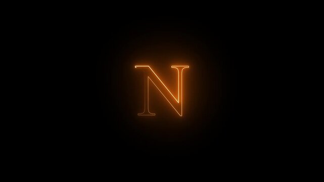 Animated neon letter N on a black background.4k animation video....