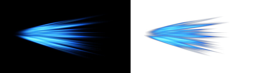 Obraz premium Dynamic abstract blue energy streaks with light trails and speed motion effect on black backdrop