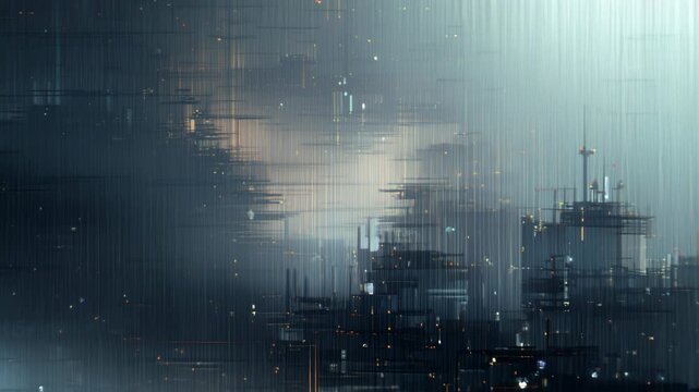 glitch city abstract distortion urban digital error futuristic architecture background
