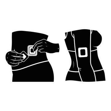 Waist trainer, corset, belt, waist cincher, silhouette icons