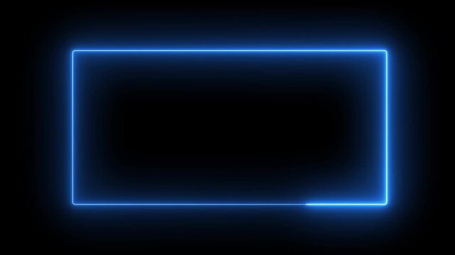 Neon square frame animation. glowing neon square rectangle picture frame icon animation.