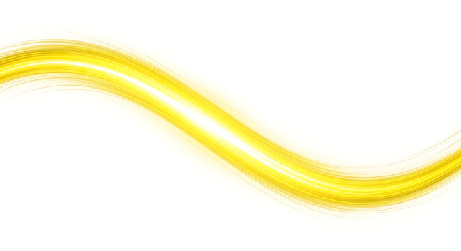 Flowing golden yellow liquid wave resembling honey or oil splash featuring small bubbles and reflections isolated on a plain white background for cosmetic or food product design advertising materials
