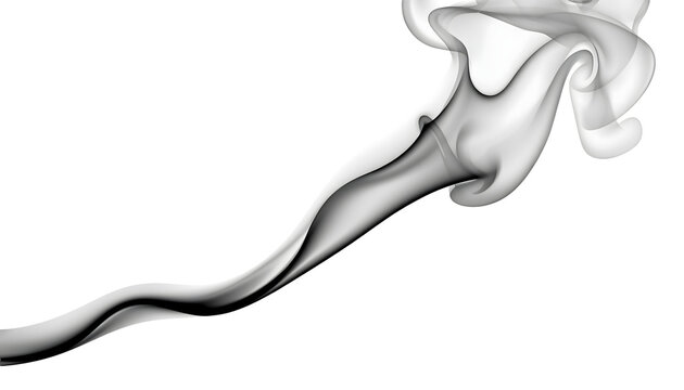 A stream of white smoke swirling on transparent background