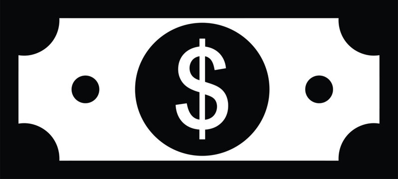 Dollar currency note icon illustration with central circle and dollar sign, symbolizing money, finance, economy, banking, wealth and financial transaction concept design