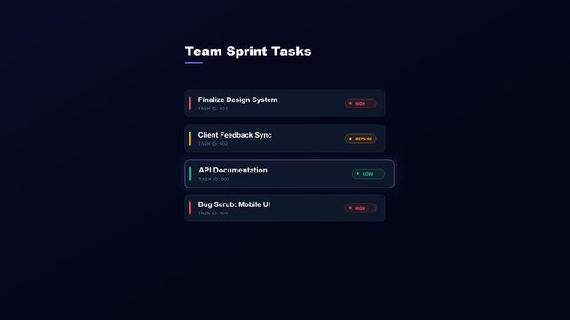 Team Sprint Tasks List Management Software Interface.