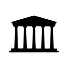 Obraz premium Classic temple, ancient Greek architecture, black silhouette, vector icon