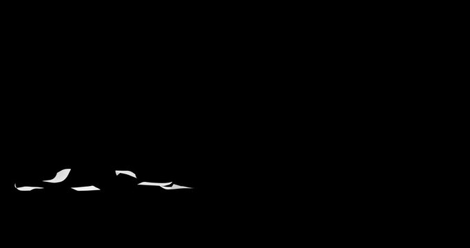 Wind Blowing Blank White Papers Falling on Black Background, 4K Overlay
