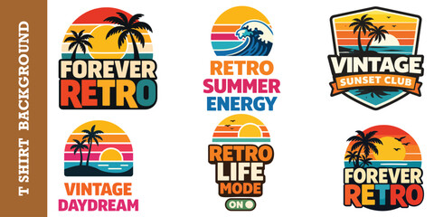 Obraz premium Vintage sunset life t shirt graphic with ocean and sun.