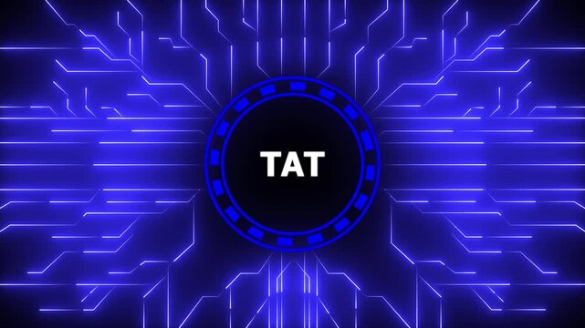 TAT &ndash; Turnaround Time. Digital Data moving on Circuit Board and CPU . Computer Processing and organizing data.4k animation motion graphics video.