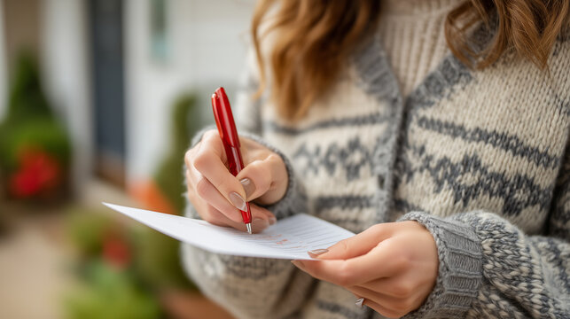 Close up hands of a woman taping a handwritten boundary list to her apartment door, red pen marks emphatic, spring light glowing beneath the door crack, perfectly mundane and quiet