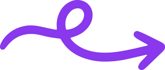 Obraz premium Modern Minimal Hand Drawn Spiral Right Arrow Icon – Colorful Loop Direction Vector