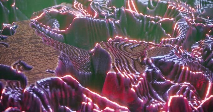 Lush, bioluminescent terrain pulses with vibrant, living light loop