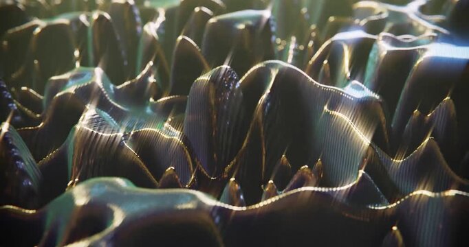 Abstract digital waves ripple with light and shadow loop