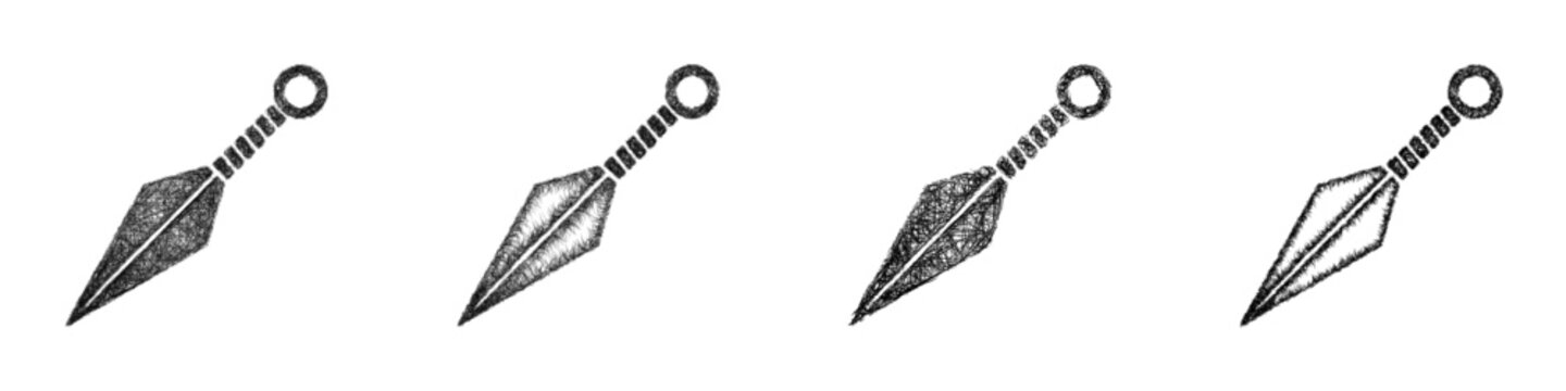 Sketch kunai icon design set