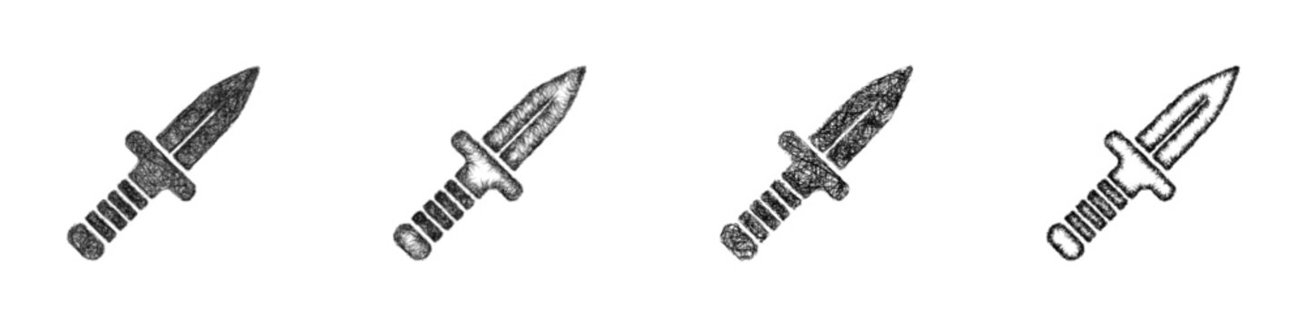 Sketch boot dagger icon design set