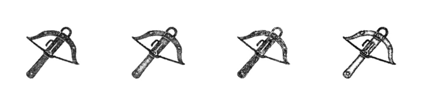 Sketch crossbow icon design set