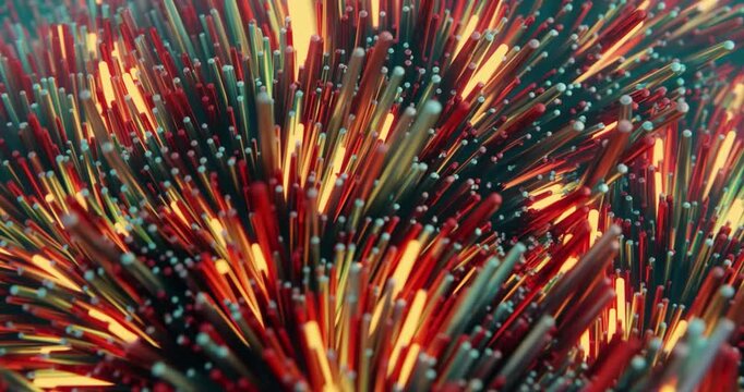 Vibrant red and gold spikes burst outward in rhythmic motion loop