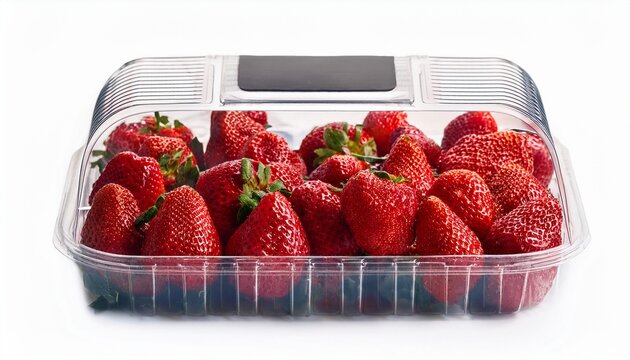 fresh strawberries in protective packaging