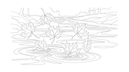 Fototapeta premium Leaves floating on a serene pond.
