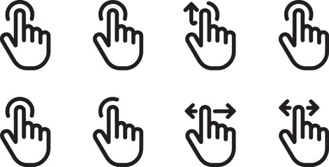 Obraz premium Touch screen gesture icon collection for mobile application interface and interactive display navigation vector design.