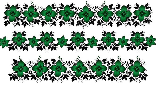 Decorative green floral border pattern