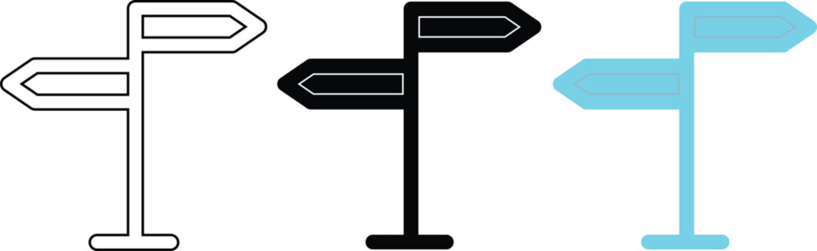 Directional signpost icons with arrows pointing left and right for navigation and choice.