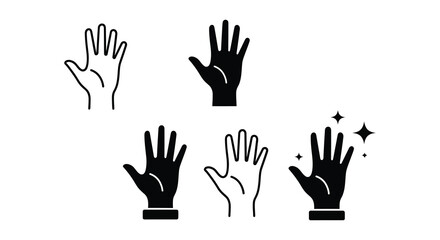 Fototapeta premium Five hands in various poses a striking black and white silhouette