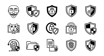 Cyber Security Icons Collection Digital Protection Symbols. © samuel