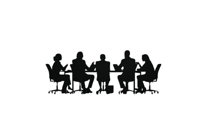 Fototapeta premium Business professionals sit at a conference table during a formal office meeting to discuss strategy.