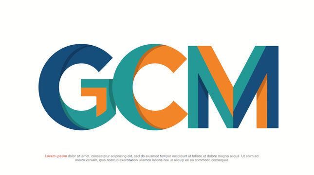 This image features a stylized representation of the GCM logo, combining bold colors and modern typography to create a striking visual impact for branding purposes.