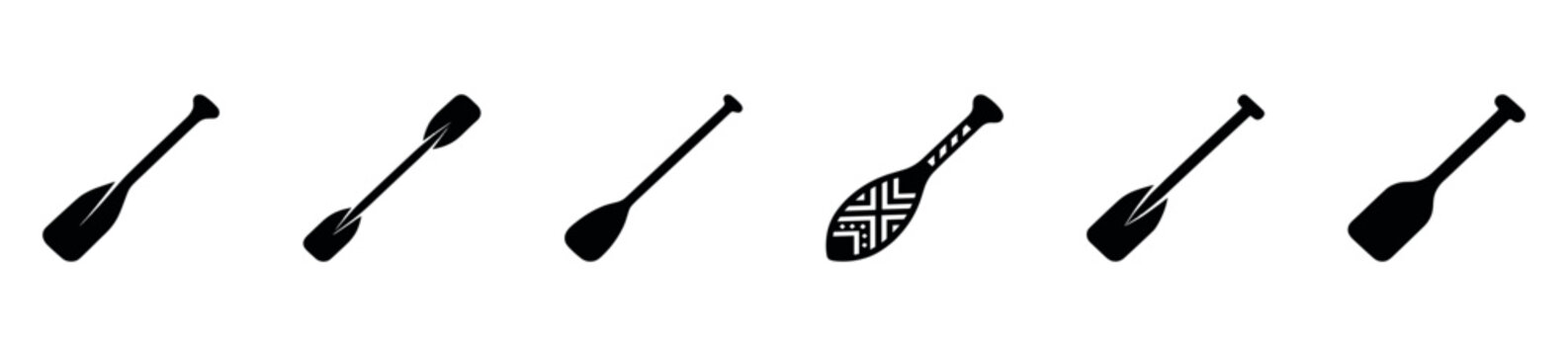 Canoe and Kayak Paddle Silhouette Icon Set. Vector Illustration. 