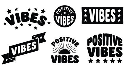 Fototapeta premium Vibes vector illustrations with positive messages and decorative elements