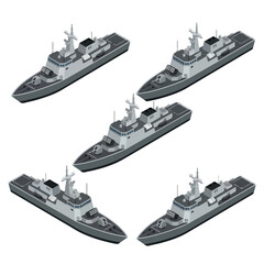 Obraz premium vector isometric sailing warships with formation 6