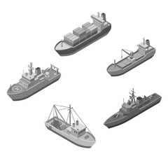 Obraz premium vector isometric sailing warships 11