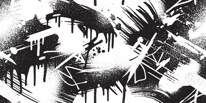 Abstract black and white grunge texture with spray paint drips brush strokes artistic scribbles on a distressed background abstract graffiti distressed background artistic creative