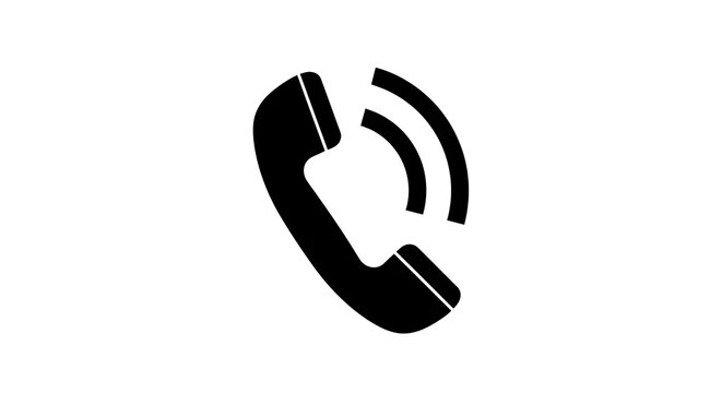 Black telephone handset incoming call icon