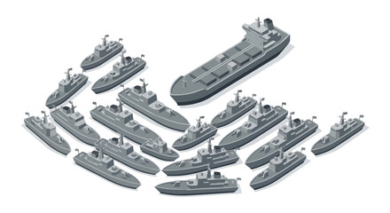 Obraz premium vector isometric of warships blockading an enemy ship 03